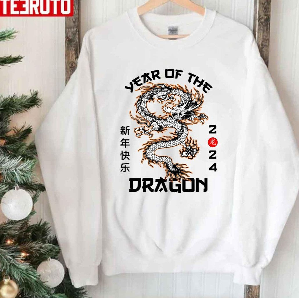 Chinese Zodiac Dragon Happy New Year 2024 Colorful Sweatshirt