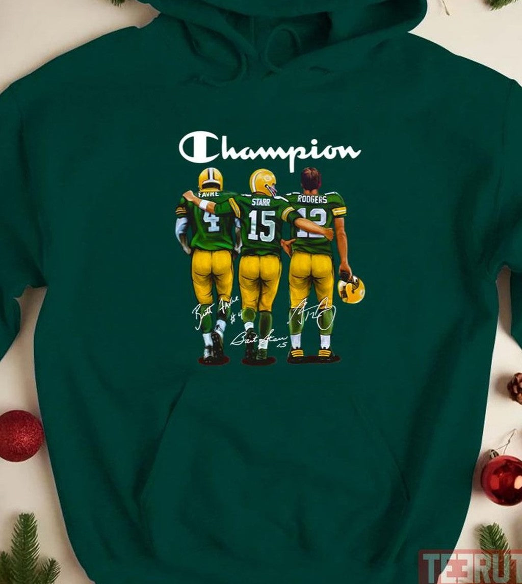 Champion Packers Starr 15 Rodgers 12 Favre 4 Unisex T-Shirt