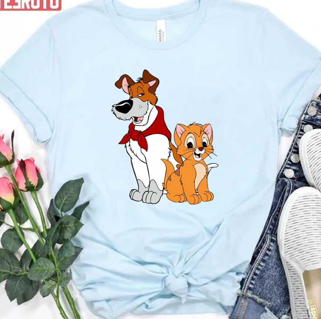 90s Cartoon Oliver &amp; Company Oliver And Dodger Unisex T-Shirt