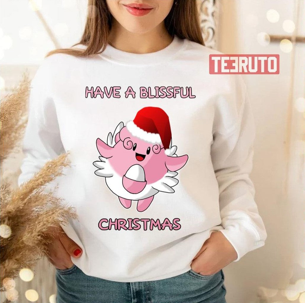 Blissey Christmas Pokemon Design Santa Hat Unisex Sweatshirt