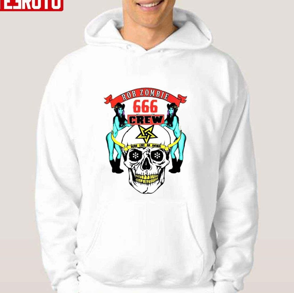 Burn Like An Animal Rob Zombie 666 Crew Unisex Hoodie