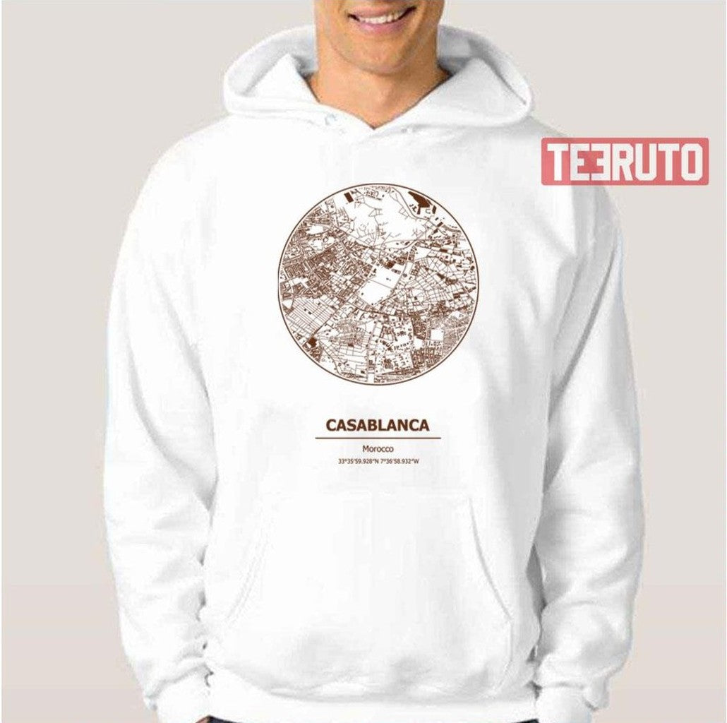 Casablanca City Map Coordinates Unisex T-Shirt