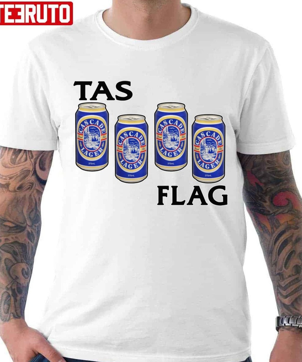 Cascade Lager Breakfast Of Champions Tas Flag Black Flag Unisex T-Shirt