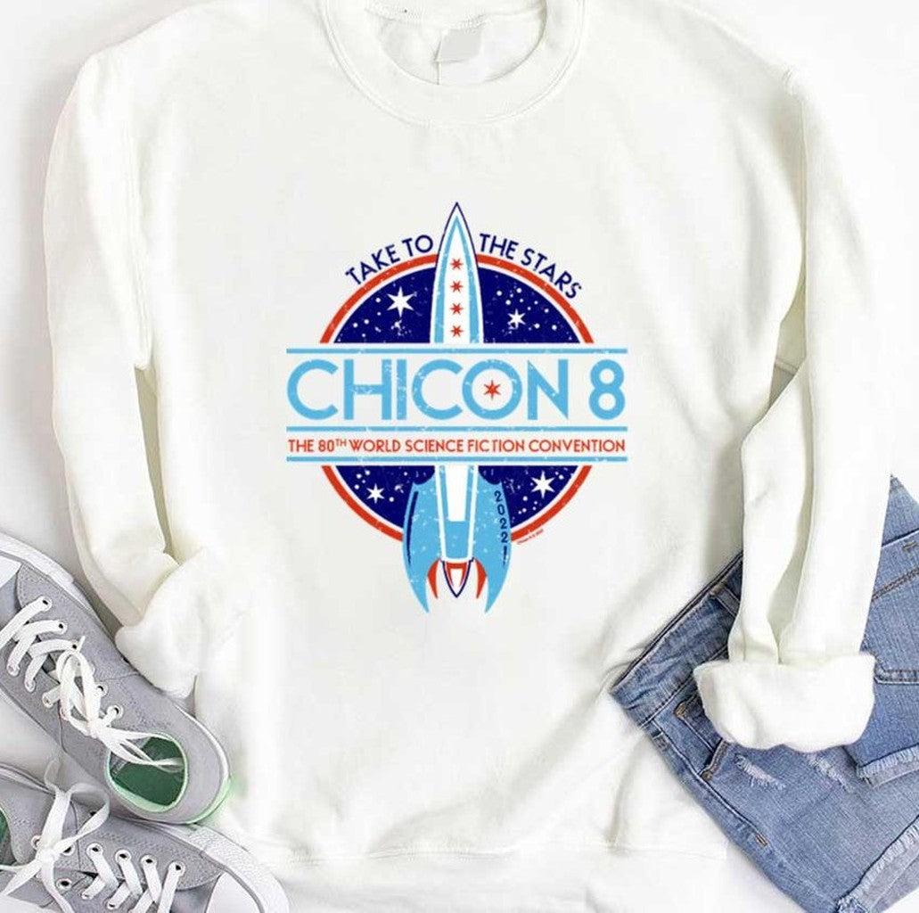 Chicon 8 Logo Take To The Stars The 80th World Sience Fiction Convention Vintage Blue Unisex T-shirt