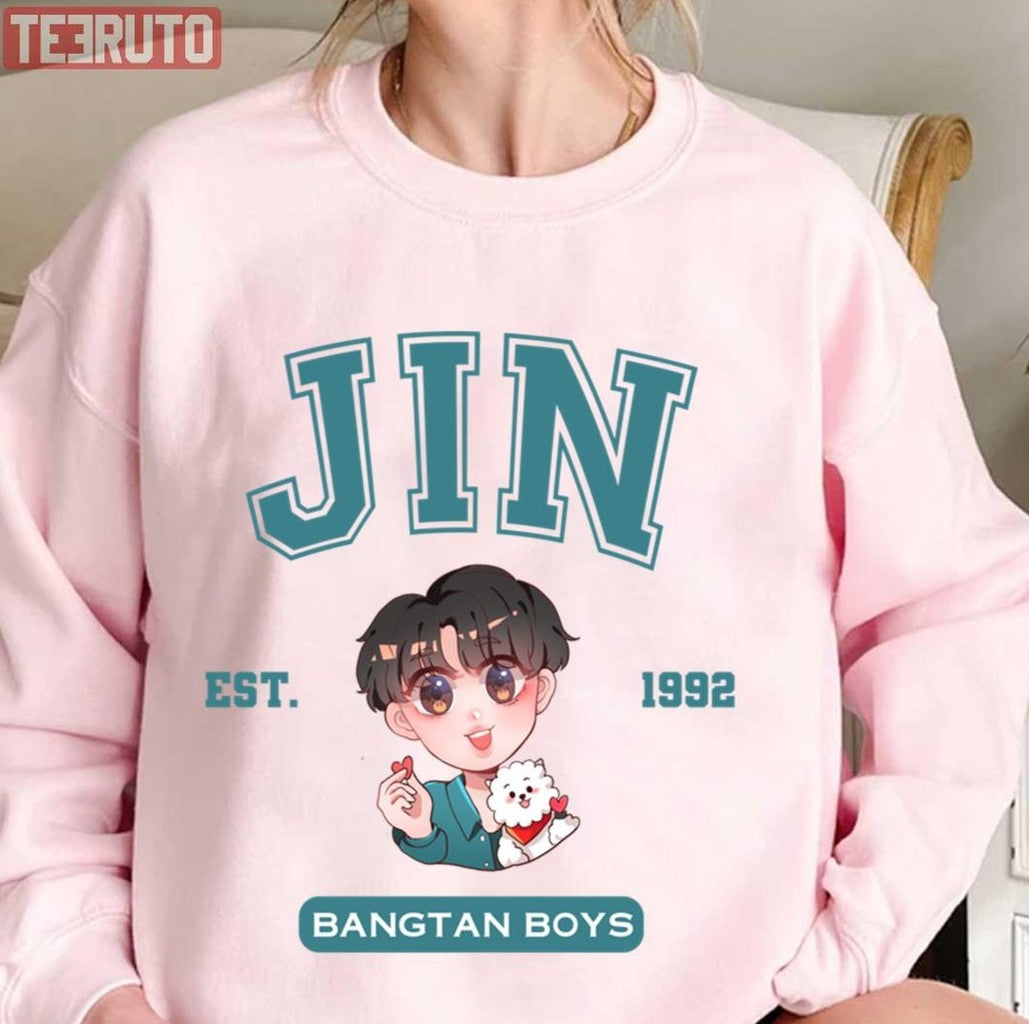 Chibi Jin Cute Vintage Bangtan Boys BTS Kim Seokjin EST 1992 Design Unisex Sweatshirt
